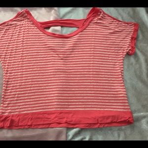 NWOT Salmon striped off the shoulder top